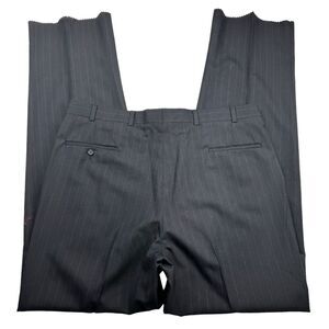 Burberry Mens Stratford Wool Pinstriped Pants Slacks Trousers 39 x 37 Raw Hem